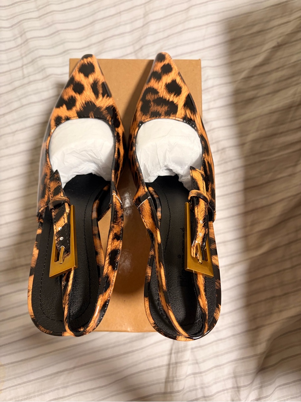 Leopard Print Pointed Slingback Heel in Brown and Black - Picture 7 of 7